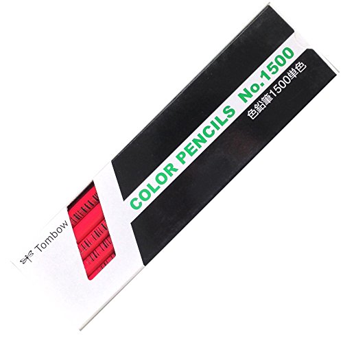 トンボ 色鉛筆 1500 単色 紅色 1500-24(12本入) トンボ鉛筆 4901991001570（100書き割り）