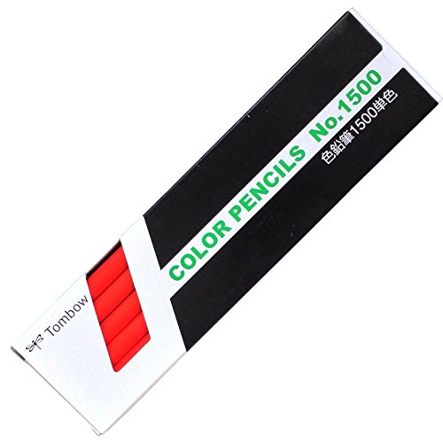 トンボ 色鉛筆 1500 単色 緋色 1500-26(12本入) トンボ鉛筆 4901991001426（100書き割り）