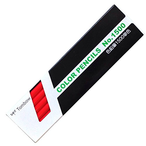 トンボ 色鉛筆 1500 単色 赤 1500-25(12本入) トンボ鉛筆 4901991001327（100書き割り）