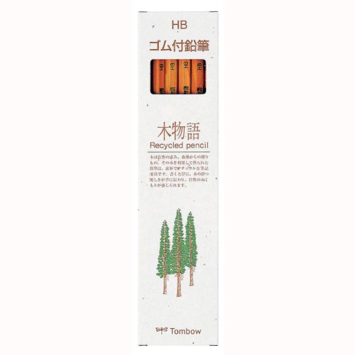 トンボ鉛筆 木物語リサイクル鉛筆 ゴム付 6角軸 HB LG-KEAHB(12本入) トンボ鉛筆 4901991014624|オフィスジャパン