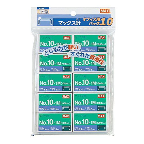 マックス ホッチキス針 NO.10-1M 1000本入り×10個パック マックス 4902870671624（10セット）