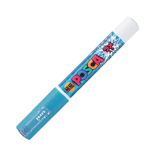 マイコン1ML8 uni ポスカ ラメ入り口・入口 極細 ともし火青碧 マイコン1ML-18 三菱鉛筆 4902778719374（360書き割り）