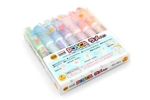 パソコン1ML7C uni ポスカ ラメ入り口・入口 極細 7色書き割り 三菱鉛筆 4902778719428（60書き割り）