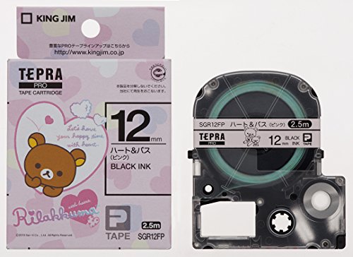 テプラ PRO 磁気テープ薬莢 リラックマラベル 12粍 ハート型＆二階建てバス(サクラ色) SGR12FP 第一人者体育館 4971660770441（30仕掛ける）