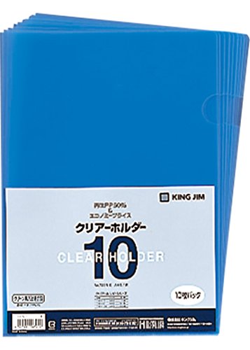 KINGJIM/キングジム クリアホルダー 10マイ 735N10 アオ キングジム 4971660065202（60セット）