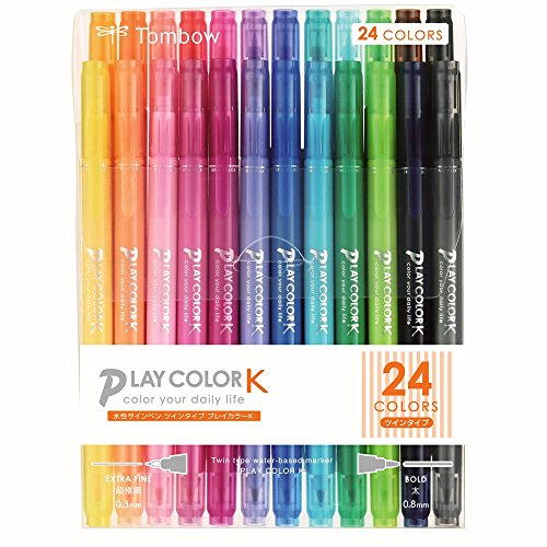 トンボ鉛筆 水性サインペン プレイカラーK 24色 GCF-012 トンボ鉛筆 4901991060270|オフィスジャパン