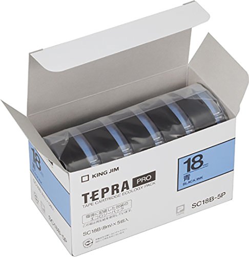 テプラ・プロ テープカートリッジ 5コ入り カラーラベル パステル 青 18mm SC18B-5P キングジム 4971660766963（10セット）