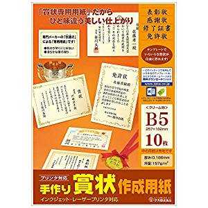 ササガワ 手作り表彰状仕立て上げる質問用紙 B5 10-1966 ササガワ 4974268253668