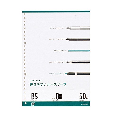 L1205 書きやすいルーズリーフ B5 メモリ入 8mm罫 L1205(50枚入) マルマン 4979093120505（330セット）