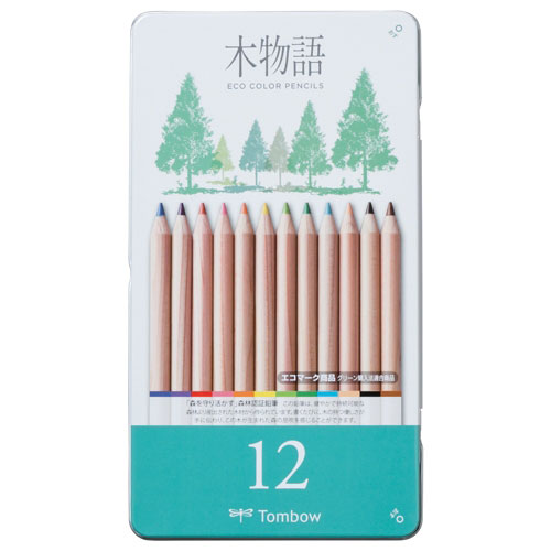 トンボ鉛筆 缶入色鉛筆S木物語12色 CB-RS12C トンボ鉛筆 4901991021950