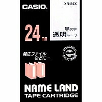 XR-24Xﾄｳﾒｲｸﾛ　カシオ ネームランドテープカートリッジ 24mm XR-24X 黒文字／透明テープ カシオ計算機 4971850123767（20セット）