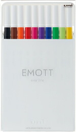 PEMSY10C.NO1　三菱えんぴつ 水性サインペンEMOTT10色セットNO.1 三菱鉛筆 4902778248362
