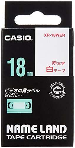 XR-18WERｼﾛｱｶ CASIO ネームランドテープ  XR-18WER 18粍 カシオ計算機 4971850123279（50仕掛ける）