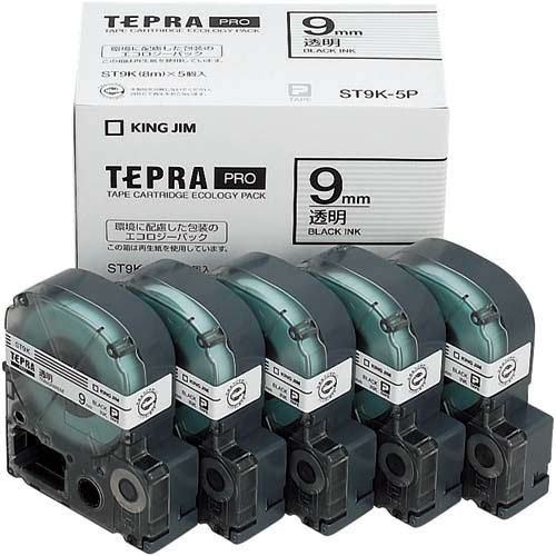 テプラ・プロ 磁気テープ薬莢 エコ容器に並べる5コ入り口・入口 澄み切った付け紙 黒文字 ST9K-5P 第一人者体育館 4971660763320