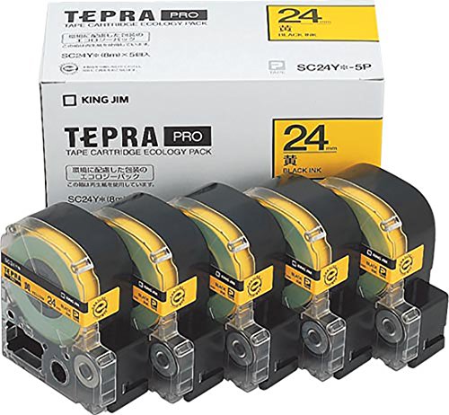 テプラ・プロ 磁気テープ薬莢 5コ入り口・入口 色つや付け紙 淡彩 黄 24粍 SC24Y-5P 第一人者体育館 4971660763429