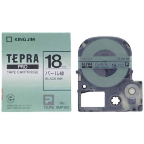 テプラ・プロ 磁気テープ薬莢 色つや付け紙 パール 緑 18粍 SMP18G 第一人者体育館 4971660753079（50書き割り）
