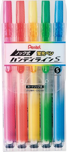 SXNS15-5 ぺんてる ノック式ハンディラインS 5色セット SXNS15-5 ぺんてる 4902506283610｜オフィスジャパン