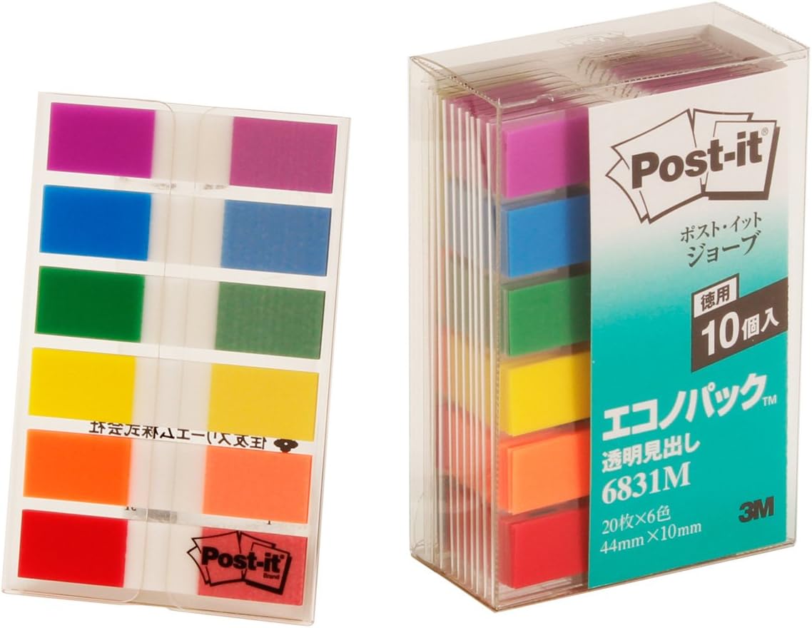スリーエムジャパン Post-it 6831M 澄み切った総目録 混色 10冊 4519001632685（30仕掛ける）