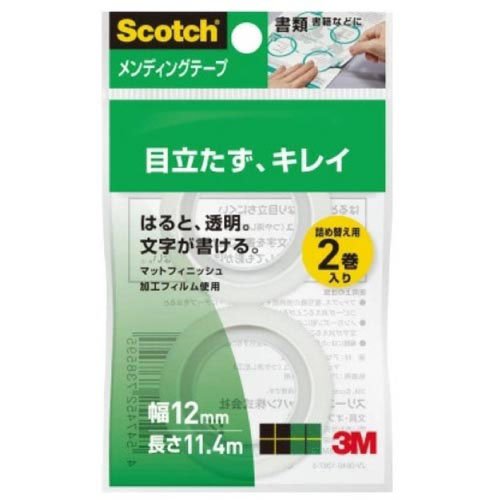 コマーシャル12-R2P メンディングテープ詰替用12粍 ＣＭ12-Ｒ2Ｐ（280仕かける） 日用品雑貨・文房具・手芸-セロハンテープ・のり・接着剤