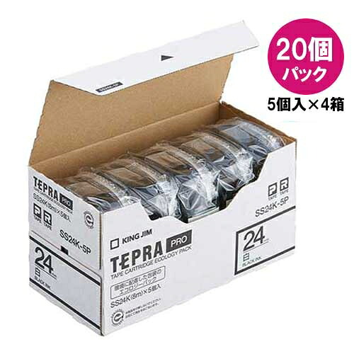キングジム テプラPROテープSS24K-20 白/黒字 24mm20個 2147345065733｜オフィスジャパン
