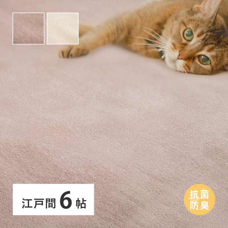 柔らかパイルの抗菌カーペット シエロ 江戸間6畳 600094560カーペット ラグマット 絨毯 江戸間 抗菌 防臭 ホットカーペット対応 リビング フローリング ブラウン アイボリー【TD】 【代引不可】|オフィス家具堂