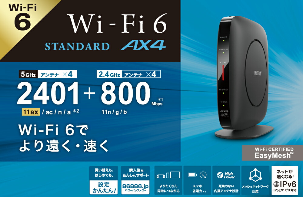 5年保証』 BUFFALO バッファロー無線ルーターWSR-3200AX4B-BKプレミアムモデル マットブラックリテール品 正規製品 fucoa.cl