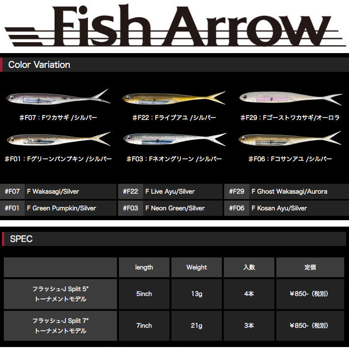 楽天市場 Fish Arrow フィッシュアロー Flash J Split 5inch 7inch フラッシュジェイ スプリット 5 7 トーナメントモデル ライブベイト リグ ブラックバス 代引き不可 クリックポスト サカマタ Dekka 自然堂 Shizendo