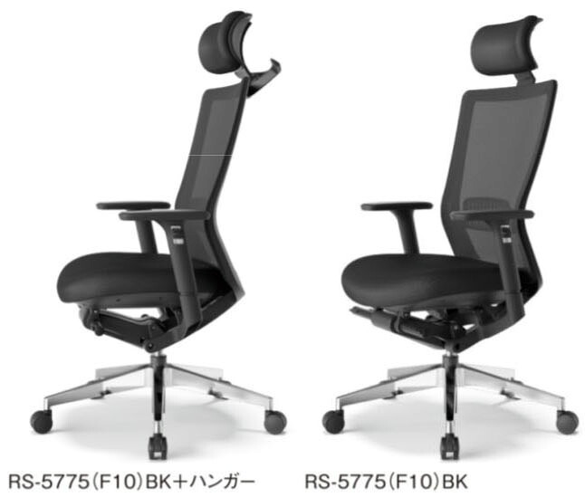 【 法人格限定　国内製造 】 アイコ　オフィスチェア　メッシュチェア　ハイバック　可動肘 肘付き　アルミ脚　RS-5775 (F10)　１脚 　【 座面クッション＋背面メッシュ張り　ブラック色 】 【 選べるキャスタータイプ 】 事務用回転椅子 事務イス｜オフィス主任