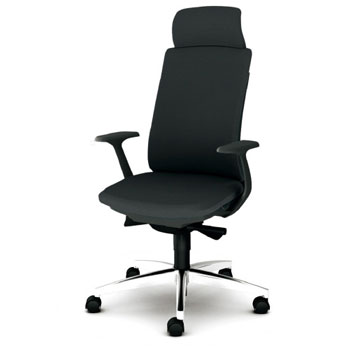 プラス ベネスチェア KB-BN35SL[BeneS] 選べる全6色 ダークグレーフレーム エクストラハイバック ヘッドレスト付 固定肘付 アルミ脚 ガス圧上下昇降 背ロッキング強度自動調節 座面奥行スライド 三次元フィット形状 前傾シート 坐骨ポケット 選べるキャスタータイプ 受注生産｜オフィス主任