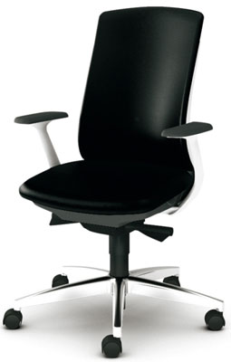 プラス ベネスチェア KB-BN514NL[BeneS] 選べるビニールレザー張り2色 バイカラーフレーム ハイバック 固定肘付 アルミ脚 ガス圧上下昇降 背ロッキング強度自動調節 座面奥行スライド 三次元フィット形状 前傾シート 坐骨ポケット 選べるキャスタータイプ 受注生産
