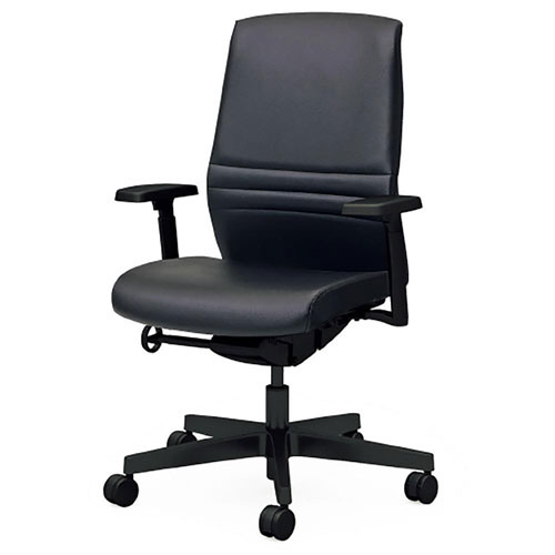 プラス KT-7チェア KD-KT702NL ヘッドレストなし ハイバック アジャスト肘付 樹脂脚 シンクロロッキング ランバーサポート シートスライド  背座ビニールレザー張り ブラック  選べるキャスタータイプ全2種 オフィス,SOHO,テレワーク,役員室,社長室,会長室向け