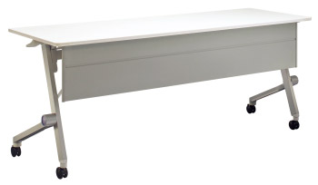 ライオン事務器 デリカフラップテーブル フォールディングテーブル クルーク QlooQ 1台 QL-1860/1845PR-□ W1800×D600/450×H720mm 棚付 幕板付 キャスター(アジャスター付) 選べる奥行600/450mm 選べる天板色3色 会議,オフィス,SOHO,セミナー向け|オフィス主任
