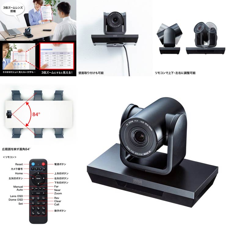 今年の新作から定番まで！ サンワサプライ 10倍ズーム搭載会議用カメラ