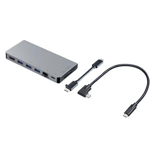 サンワサプライ　USB Type-C ドッキングハブ　USB-3TCH14S2　１台　◆HDMI・LANポート・カードリーダー搭載　◆USB 5Gbps　◆Windows　macOS　Chrome　◆USB Type-C対応　◆4K30Hz　◆microSDXC・microSDHC・microSDアダプタなしで対応　◆セルフパワー・バスパワー両対応