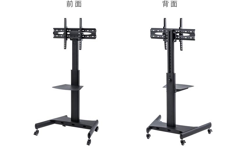 サンワサプライ　液晶・プラズマディスプレイスタンド　キャスター付き　CR-PL35BK　１台　◆高さ可変機能付き　◆３２～６５インチ対応　◆棚板付き　◆チルト　角度調節可能　◆VESA規格対応　◆耐荷重35kgまで　◆ノックダウンお客様組立式　◆６／２８までに出荷が条件