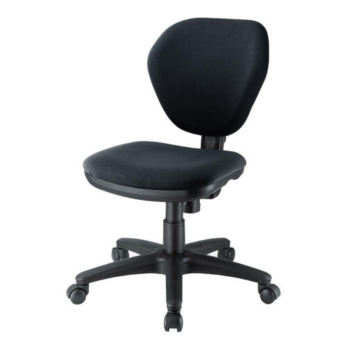 サンワサプライ オフィスチェア 肘なし ブラック色 SNC-T162BK １脚 ◆ポリエステル布張り  ◆座面の高さ調節可能 ◆背もたれロッキング ◆キャスター付き 事務用回転椅子  ※有料オプションで肘パーツ有り