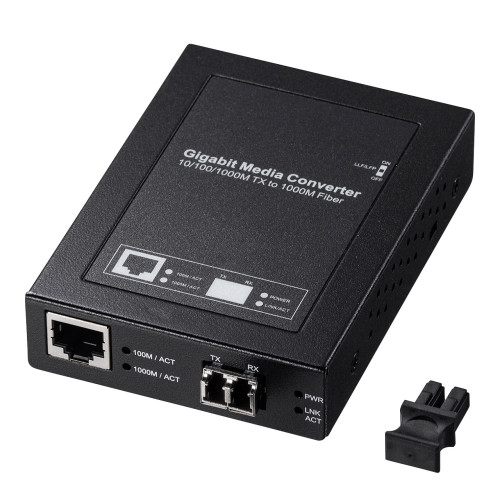 サンワサプライ 光メディアコンバータ ( ギガビット、シングルモード ) LAN-EC212RL10 1台 ◆RoHS 10 ◆RoHS 6 ◆ノイズの影響を全く受けることなく、ネットワーク間をギガビットで10kmまで延長可能|オフィス主任