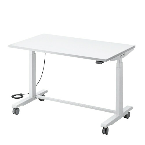 PSE適合品　サンワサプライ　バッテリー搭載電動昇降式作業台　( W1200×D700×H700～1350mm )　ERD-WDK12070W　１台　◆ロック付き大型キャスター付　◆アジャスター付　◆Bluetoothで昇降操作が可能　◆天板部均等耐荷重　100kg　◆低ホルムアルデヒド　◆お客組立商品 107,987円