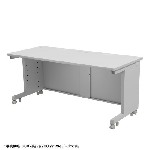 【 日本製 】 サンワサプライ　eデスク　ブラック色　ED-SK16080GY 　１台　◆W1600×D800×H700　◆キャスター付　◆アジャスター付　◆コードカバー付　◆ケーブル口、横配線口付　◆セキュリティワイヤー取付可能　◆簡単組立設計　組立目安時間 約５分　◆有料組立可能