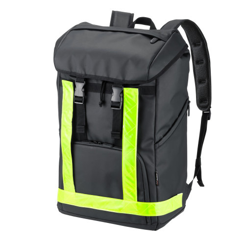 サンワサプライ 現場用リュック ブラック色 BAG-GEN1BK 1ケ ◆取り外し式 黄色部の反射テープ ◆大容量タイプ ◆ヘルメット収納ポケット付 ◆パソコンやタブレットも収納できるクッションポケット付 ◆防水性に優れた撥水加工生地を採用 ◆止水ファスナー|オフィス主任