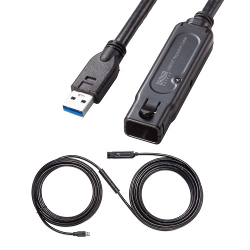 サンワサプライ USB3.2アクティブリピーターケーブル 15m ( 抜け止めロック機構付き ) KB-USB-RLK315 1ケ ◆USB 5Gbps ◆Windows ◆macOS ◆ACアダプタ付き ◆セルフパワー・バスパワー両対応 ◆延長用 ◆RoHS 6 ◆送り付け|オフィス主任