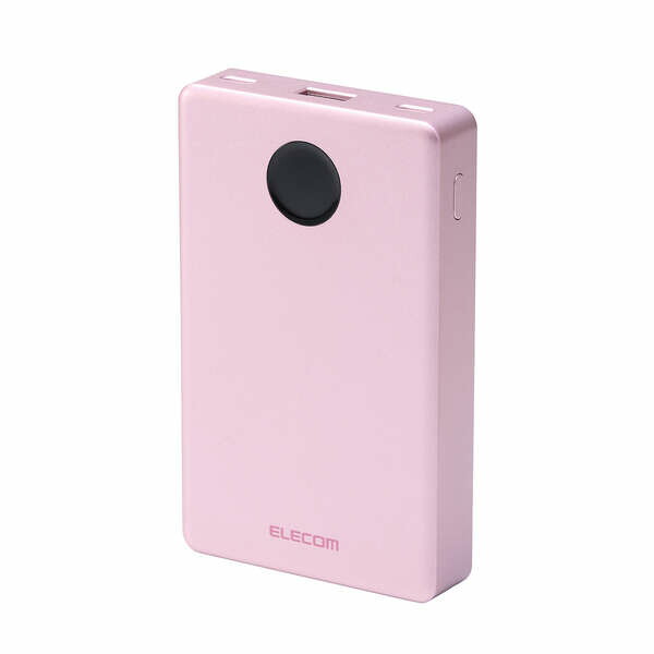 【 PSE適合品 】 エレコム　モバイルバッテリー　リチウムイオン 半固体Li電池　充電式　ピンク色　DE-C86-10000PN　◆大容量　◆10000mAh　◆35W　◆残量表示　◆USB Type-C(TM)ポート×2　◆発火しにくいゲル状電解質　◆送り付け