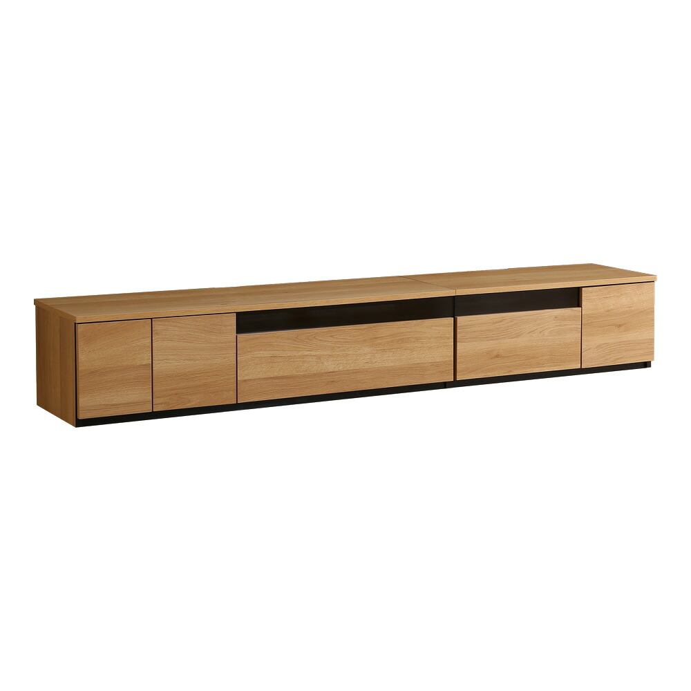 【 日本製 】 【 ほぼ完成品 】 テレビ台　テレビボード　230cm幅　140cm＋90cm　ナチュラル色　１台　◆耐国産の精巧な作りで見た目も美しく、高級感があります　◆大容量の引き出し収納＋扉収納付き　◆AV機器などを置けるオープン収納付き　◆バース　BARS｜オフィス主任