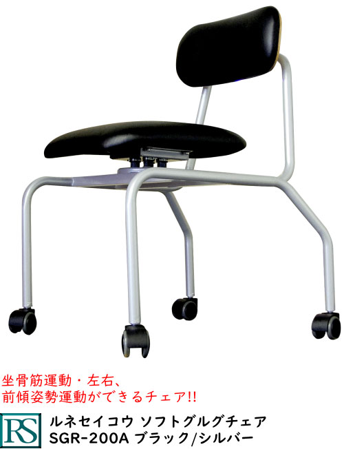 ルネセイコウ ソフトグルグチェア キャスター付 1脚売り SGR-200A/SGR-200W 選べるカラー全2色W540×D510×H720(SH455)mm 坐骨筋運動・左右、前傾姿勢運動ができるチェア