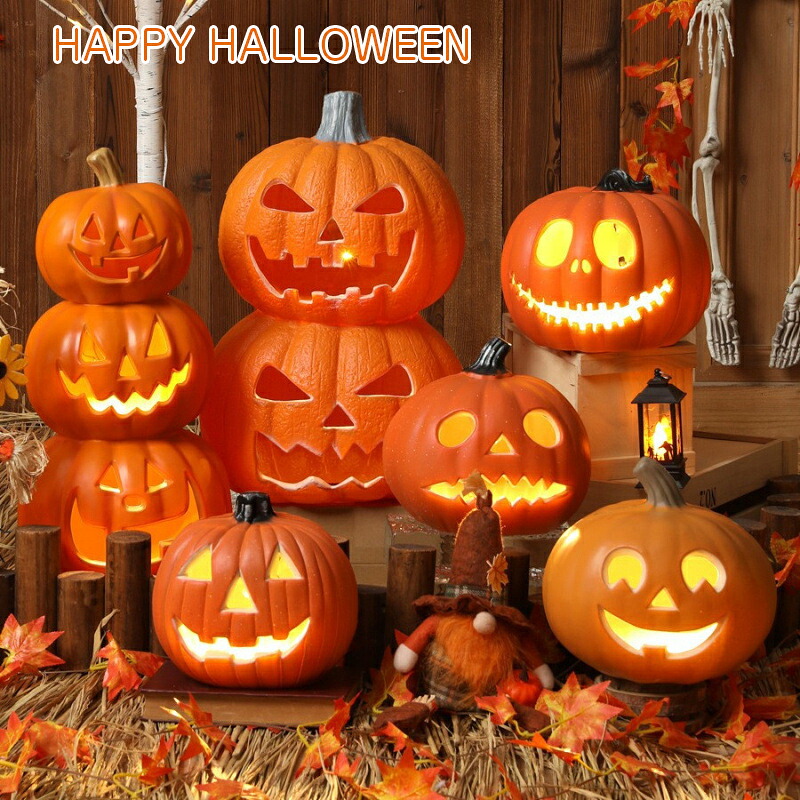 ハロウィン ライト 飾り 置物 かぼちゃモチーフ パンプキンライトランタン LEDライト 飾り付け イルミネーション お化け 防災グッズ 人気 オブジェ 玄関 室内 子供 屋外 学校 イベントHalloween 装飾 お化けかぼちゃ18タイプ｜安心店