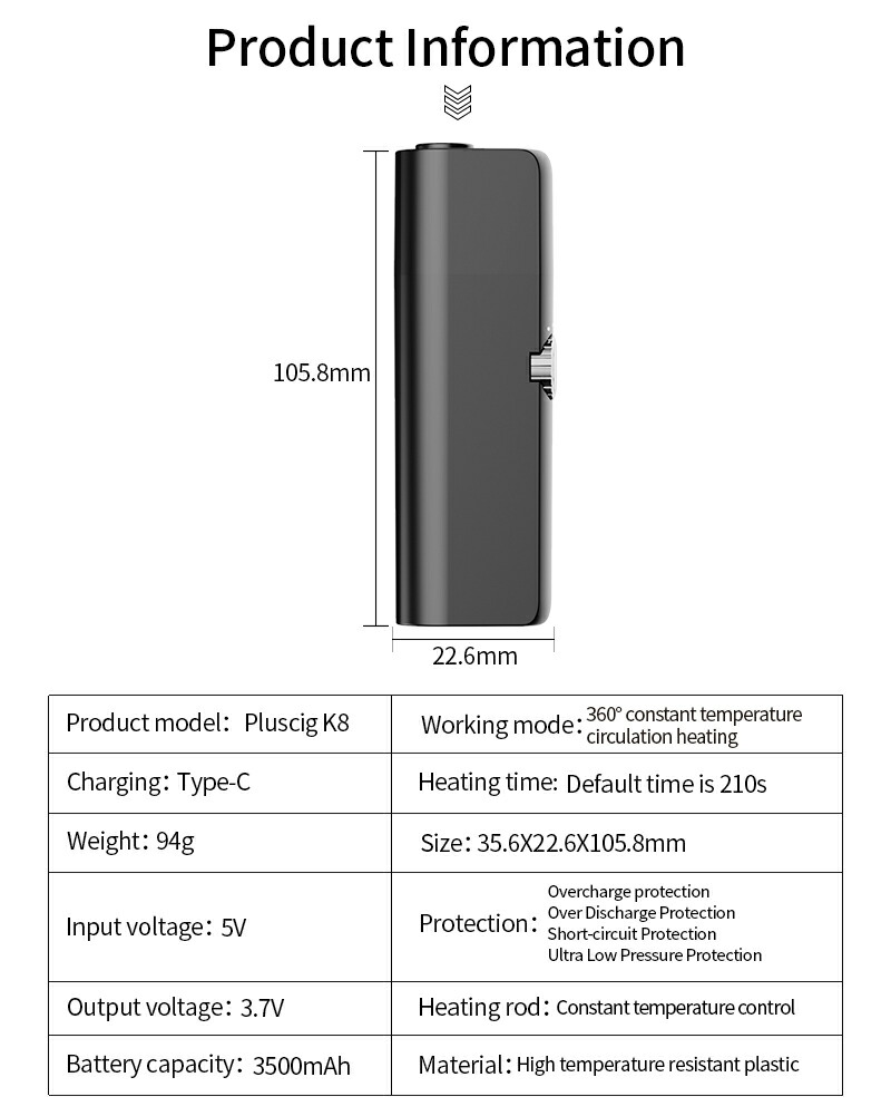 Pluscig K8 互換機 Iqos互換機 加熱式タバコ プラスシグ アイコス Iqos互換機 本体