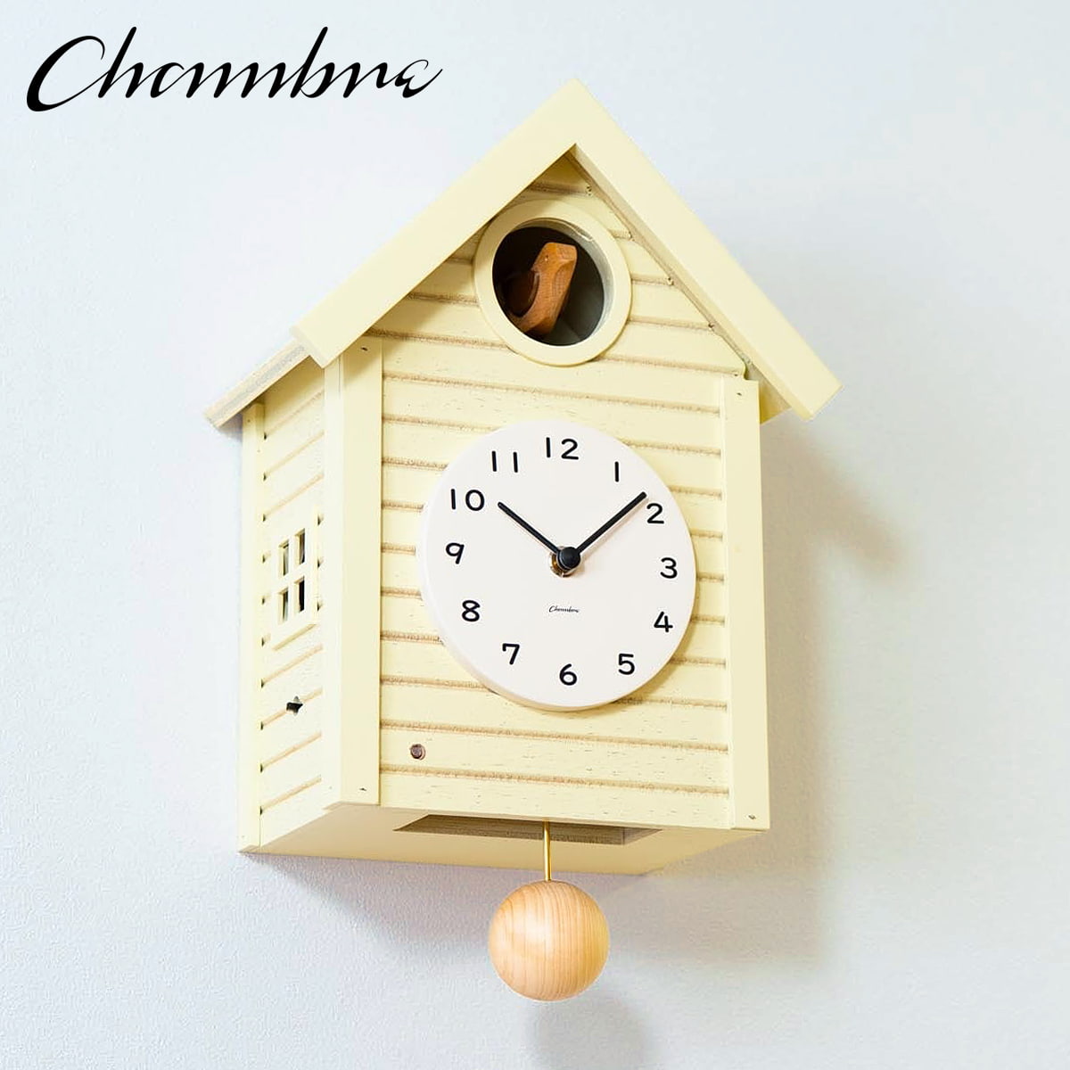鳩時計 Cuckoo CLOCK【YELLOW】 壁掛け時計 / 鳩時計 / カッコウ時計 / 振り子時計 / かわいい / おしゃれ / レトロ / モダン / アナログ / 木製 / 贈り物 / 日本製 / シャンブル【沖縄・離島 お届け不可】