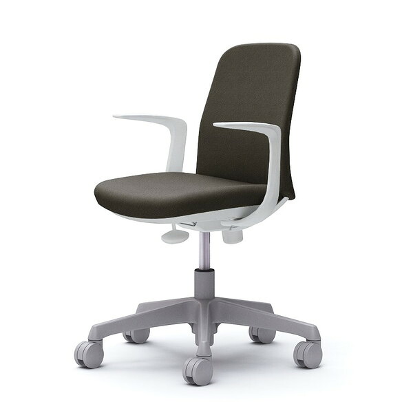 オカムラ ライブス エントリーチェア コンパクトタイプ ホワイトボディ デザインアーム ダークブラウン CD23BW FXW3 [ Lives EntryChair テレワーク ]