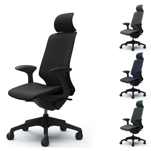 『受注生産品』オカムラ オフィスチェア スフィア EXハイバック ブラックボディ 固定肘 座調節無 ノーマルナイロンキャスター リネット CT2GAA FR|かぐの窓口