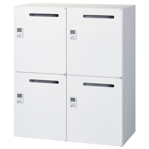 【受注生産品】 生興 クウォール 4人用メールボックス ボタン錠 下置用 W900×D450×H1050mm RW45-N410P-B [ オフィス家具 収納 収納家具 ]